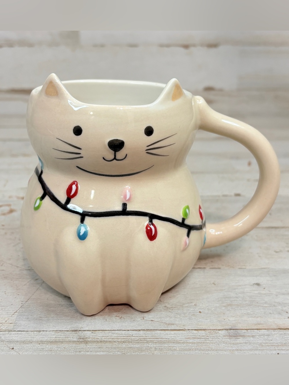 Target Wondershop 2024 16 oz Stoneware Figural Cute Christmas Cat Mug Cup